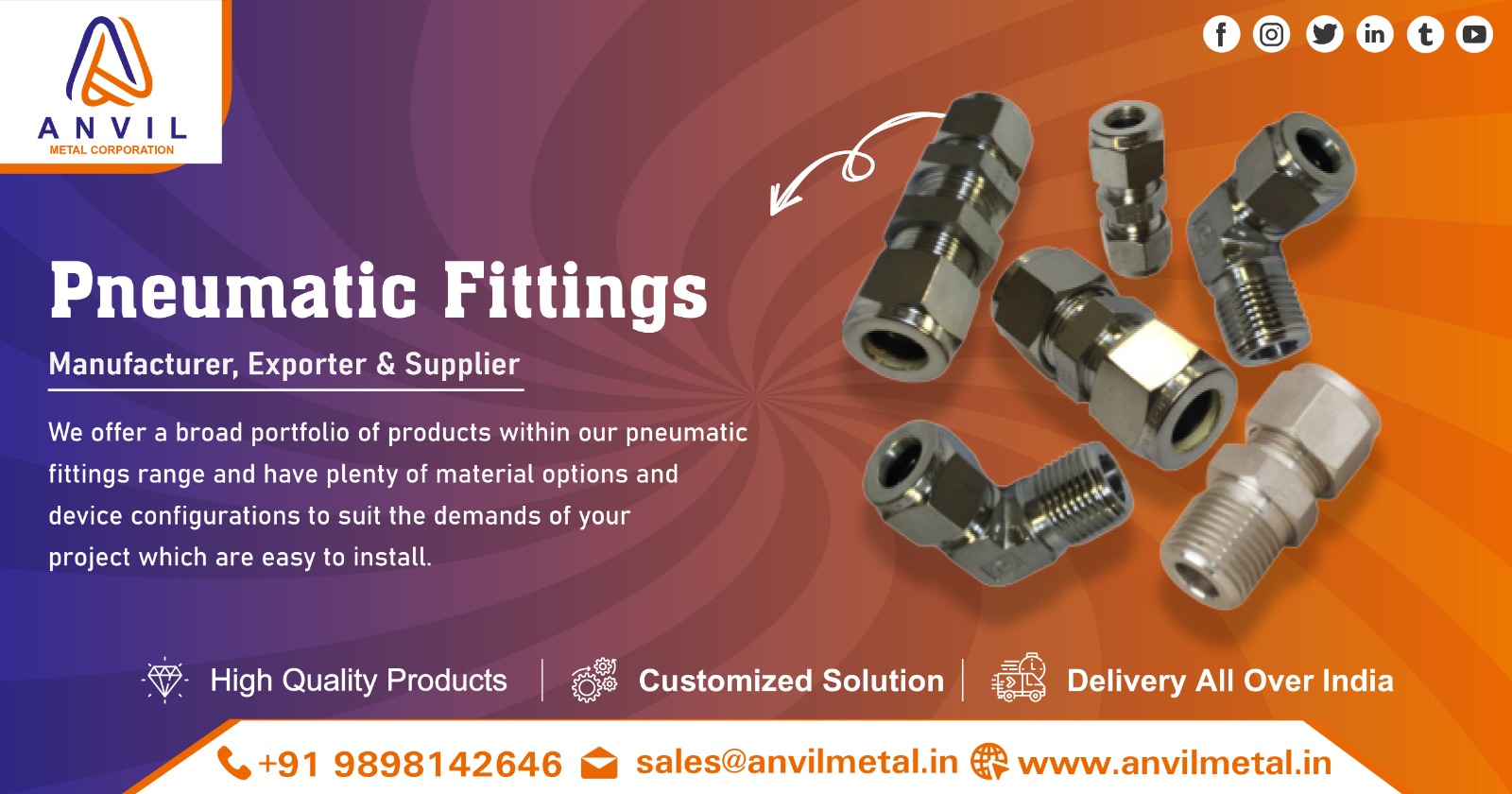 Supplier of Pneumatic Fittings in India